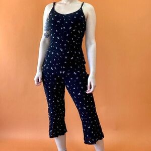 LA Hearts Black floral Crepe Romper Sz S